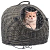 Transporter za mačke sivi 45 x 35 x 35 cm od prirodne vrbe