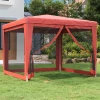 Šator za zabave s 4 mrežasta bočna zida crveni 3 x 3 m HDPE