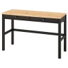 HEMNES Radni sto s 2 fioke, crno-smeđa/svetlosmeđa, 120x47 cm