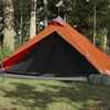 vidaXL Šotor za kampiranje za 1 osebo siv oranžen 255x153x130 cm 185T