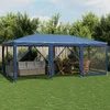 Šator za zabave s 10 mrežastih bočnih zidova plavi 6x4 m HDPE