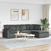 Modularna sofa s podnožjem i jastucima, tkanina, tamno siva