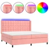 Vidaxl Box spring postelja z vzmetnico LED roza 200x200 cm žamet