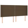 Vidaxl Vzglavje z ušesi temno rjavo 183x16x118/128 cm blago