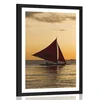 Plakat s paspartujem čudoviti sončni zahod ob morju - 20x30 silver