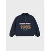 Sinsay - Pamučni duks half-zip sa natpisom - mornarsko