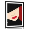 Plakat s paspartujem modna dama s klobukom - 20x30 black