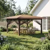 vidaXL Gazebo z 4 stranami 4 x 4 m Bež in rjava