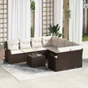 vidaXL Kavčna garnitura 9 kos 8-sedežni Rjava in krem poli ratan