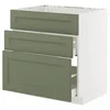METOD / MAXIMERA Pod.element sudop. i 3front/2fioke, bela/Axstad sivozelena, 80x60 cm