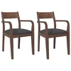Vidaxl Jedilni stoli z blazinami 2 kosa Brown Solid Wood Rubber