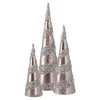 FESTA Novogodišnja dekoracija Jelke Velvet, 3 Komada, 15x52cm, 14x42cm, 10.5x31cm, Srebrne boje