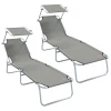 Ležaljka 2 pcs Siva 58 x 188 x 77cm Poliester