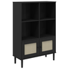 Regal za knjige SENJA izgled ratana crni 90x35x130 cm borovina