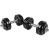 GORILLA SPORTS Set od 2 podesive bučice od livenog gvožđa (Ukupno 30 kg / Crni)