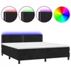 Vidaxl Box spring postelja z vzmetnico LED črna 180x200 cm žamet