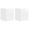vidaXL Stenski nočni omarici 2 pcs Bela visok sijaj 33 x 34,5 x 40 cm