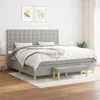 vidaXL Box spring postelja z vzmetnico svetlo siva 200x200 cm blago