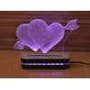 Black Cut 3D Lampa Srce RGB