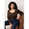 Trendyol Curve Ženska bluza Tbbaw26Af00008, Braon