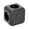 Razdelnik sa prekidačem LINEA, 3x230 V + 4x USB-A/USB-C, crni