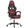 Vidaxl Vrtljiv gaming stol z oporo za noge črno + vin. rdeče um. usnje