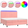 Vidaxl Box spring postelja z vzmetnico LED roza 200x200 cm žamet