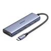 Ugreen 6-v-1 USB-C HUB adapter – HDMI / USB-A / čitalnik kartic SD in TF – siv