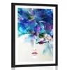 Plakat s paspartuom modno žensko lice s apstraktnim elementima - 60x90 white