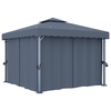 vidaXL Paviljon z zaveso 3×3 m antraciten aluminij