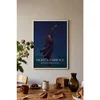 WallXpert uramljena slika 115201, žena u ljubičastoj haljini pruža ruku ka mesecu na noćnom nebu, 30 x 40 cm, beli ram
