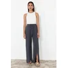 Trendyol Anthracite Tie Detailed Slit Flexible Trousers