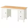 HEMNES Radni sto, belo bajcovano/svetlosmeđa, 155x65 cm