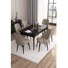 Hanah Home Set Trpezarijski sto i 6 stolica Are, Bež-beli