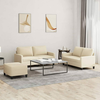 3-dijelni set sofa s jastucima krem od tkanine