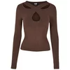 Ladies Crossed Cut Out Longsleeve Brown