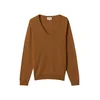 GOBI Cashmere Pulover Womens Essential Cashmere V-Neck Sweater rjava