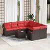 Set sofe 9 pcs Smeđa i crvena Poliester