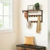 Songmics Stenski obešalnik za plašče 30x65x42 cm rjav
