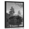 Plakat črnobela gorska pokrajina pri jezeru - 30x45 no frame