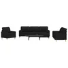 4-dijelni set sofa s tabureom i jastucima crni tkanina