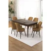 Hanah Home trpezarijski set Pir, sto i 6 stolica, ploča u dekoru drveta Baroque, kapućino tkanina Babyface