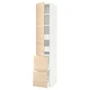 METOD/MAXIMERA Visoka omara+plc/4prd/vrata/2 ličn, bela/Askersund imitacija svetlega jesena, 40x60x220 cm