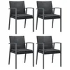 Vidaxl Vrtni stoli z blazinami 4 kosi črni 56,5x57x83 cm poli ratan