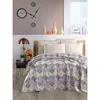 Vijolično/kremno belo bombažno pregrinjalo 200x230 cm Pique – Mila Home
