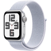 Apple Watch SE (2nd Gen) [GPS 44mm] Smartwatch with Silver Aluminum Case with Blue Cloud Sport Loop One Size. Fitness and Sleep Trackers, Crash Detection, Heart Rate Monitor, Carbon Neutral