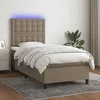 Krevet box spring s madracem LED smeđesivi 80 x 200 cm tkanina