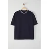Trendyol Limited Edition Navy Blue Oversize/Wide Cut Knitted Banded Textured Pique T-Shirt