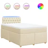 Vidaxl Box spring postelja z vzmetnico krem 120x190 cm blago