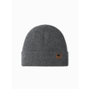Ombre Mens knitted beanie cap with patch - grey melange